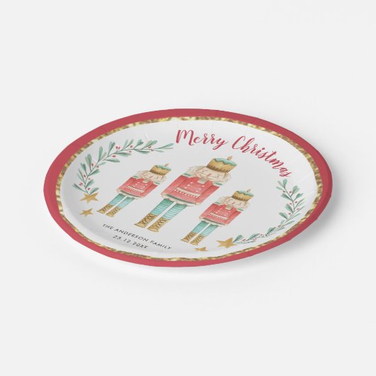 Red Gold Nutkraker kerstfeestfeest Papieren Bordje (Gekanteld)