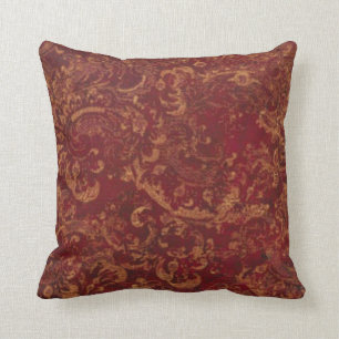 Red & Gold old Damask-draagtang Kussen