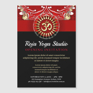 Red Gold OM Black Yoga New age Workshop Magnetische Uitnodiging