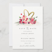 Red Gold Orchid Heart Floral sla de datumkaart op Kaart (Voorkant)