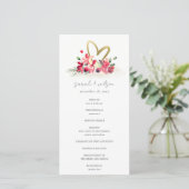 Red Gold Orchid Heart Floral Wedding Programme Bedankkaart (Staand voorkant)