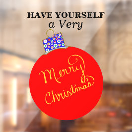 Red Gold Ornament Ball Merry kerst Raamsticker