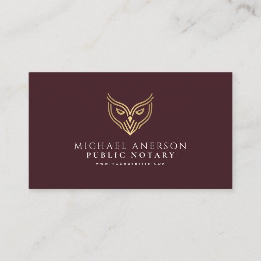 Red Gold Owl Minimal Notary Loan Signing Agent Visitekaartje (Voorkant)