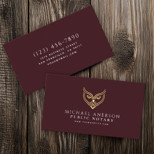 Red Gold Owl Minimal Notary Loan Signing Agent Visitekaartje