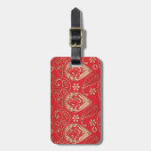 Red Gold Paisley Bandana Pattern Bagagelabel (Voorkant verticaal)
