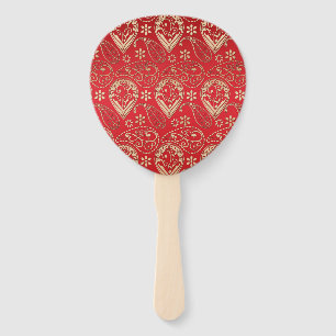 Red Gold Paisley Bandana Pattern Handwaaier