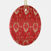 Red Gold Paisley Bandana Pattern Keramisch Ornament (Rechts)