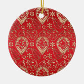 Red Gold Paisley Bandana Pattern Keramisch Ornament (Voorkant)
