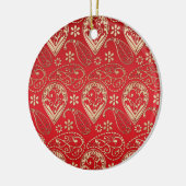 Red Gold Paisley Bandana Pattern Keramisch Ornament (Links)