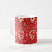 Red Gold Paisley Bandana Pattern Koffiemok (Voorkant links)