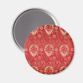 Red Gold Paisley Bandana Pattern Magneet (Voorkant / Achterkant)
