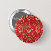 Red Gold Paisley Bandana Pattern Ronde Button 5,7 Cm (Voorkant /achterkant)