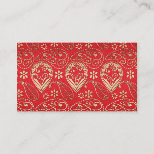 Red Gold Paisley Bandana Pattern Visitekaartje