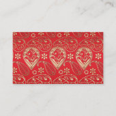 Red Gold Paisley Bandana Pattern Visitekaartje (Voorkant)