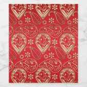 Red Gold Paisley Bandana Pattern Wijn Etiket (Enkel label)