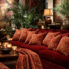 Red & Gold Paisley Pillows - Customizable Kussen