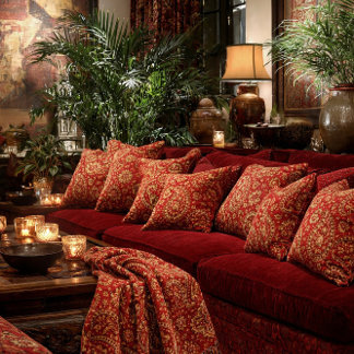 Red & Gold Paisley Pillows - Customizable Kussen