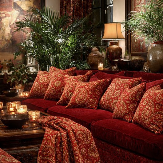 Red & Gold Paisley Toss Throw - Interior Decor Deken