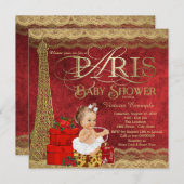 Red Gold Paris Baby shower Kaart (Voorkant / Achterkant)