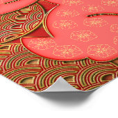 Red Gold Pattern 2023 Rabbit Chinese New Year Poster (Hoek)