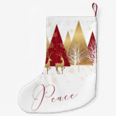 Red Gold Peace Woodland Deer Kleine Kerstsok (Achterkant)