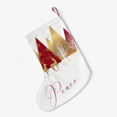 Red Gold Peace Woodland Deer Kleine Kerstsok (Achterkant (Hangend))