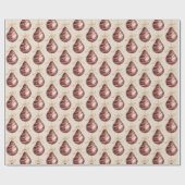 Red Gold Pears with Bows Christmas Cadeaupapier (Vlak)