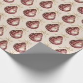 Red Gold Pears with Bows Christmas Cadeaupapier (Hoek)