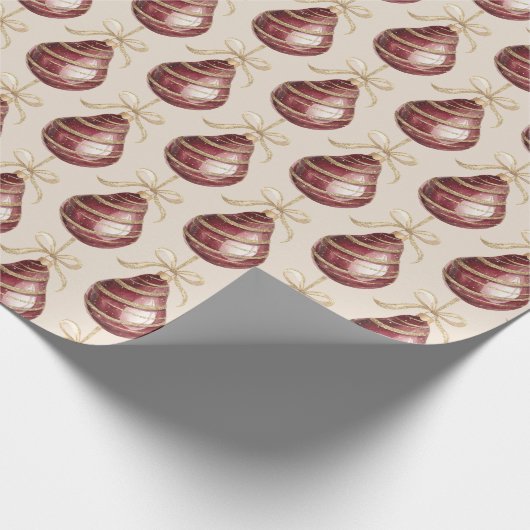 Red Gold Pears with Bows Christmas Cadeaupapier (Hoek)