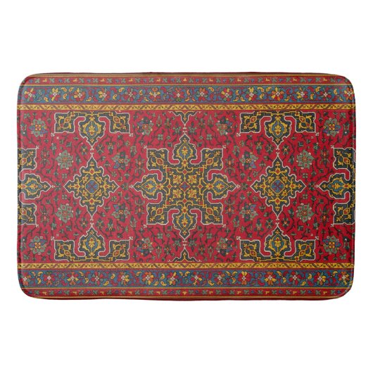 Red & Gold Persian Rug Bath Mat (Voorkant)