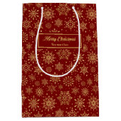Red Gold Personalized Holiday Paper Gift Bag Luxe Medium Cadeauzakje (Voorkant)