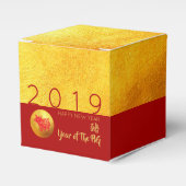 Red Gold Pig papercut 2019 Party Favor Box Bedankdoosjes (Voorkant Zijde)