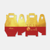 Red Gold Pig papercut 2019 Party Favor Box gable Bedankdoosjes (Uitgevouwen)