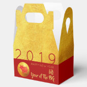 Red Gold Pig papercut 2019 Party Favor Box gable Bedankdoosjes (Geopend)