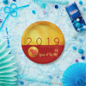 Red Gold Pig papercut 2019 Party Paper Bord (Feest)