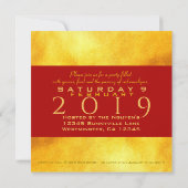 Red Gold Pig papercut 2019 Square Invitation Kaart (Achterkant)