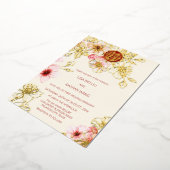 Red Gold  Pink Cherry Blossom Chinese Wedding Folie Uitnodiging (Gedraaid)