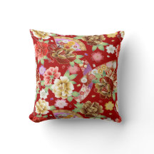 Red Gold Pink Floral Abstract Aziatisch