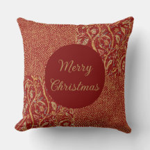 Red Gold Pixels and Flowers, Gold Merry Christmas