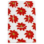 Red Gold Poinsettia Patroon Medium Cadeauzakje (Voorkant)