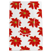 Red Gold Poinsettia Patroon Medium Cadeauzakje (Achterkant)