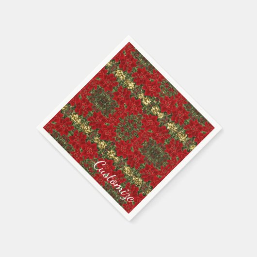 Red & Gold Poinsettia Pattern Holiday Napkins Servetten (Hoek)