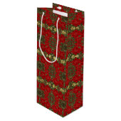 Red & Gold Poinsettia Pattern Wine Gift Bag Wijn Cadeautas (Voorkant Gekanteld)