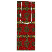 Red & Gold Poinsettia Pattern Wine Gift Bag Wijn Cadeautas (Voorkant)