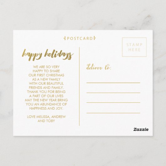 Red Gold Prettige feestdagen Xmas Foto Lijst Brief Briefkaart (Achterkant)