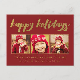 Red Gold Prettige feestdagen Xmas Foto Lijst Brief Briefkaart