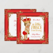 Red Gold Prince Baby shower Damask Blonde Boy Kaart (Voorkant / Achterkant)