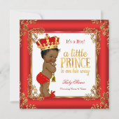 Red Gold Prince Baby shower Damask Ethnic Boy Kaart (Voorkant)