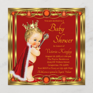 Red Gold Prince Jewel Baby shower Kaart