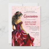 Red Gold Princess Quinceañera Kaart (Voorkant)